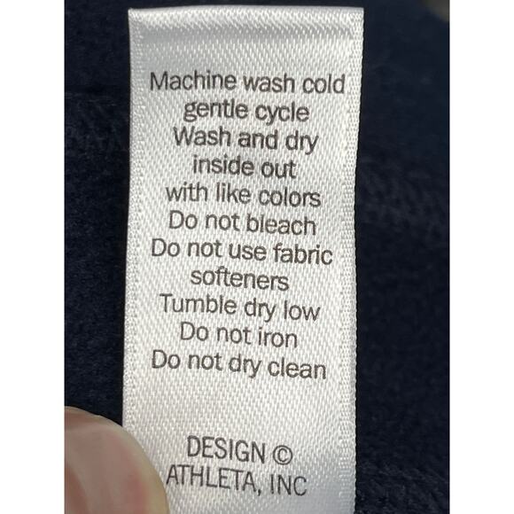 Athleta Navy Fleece Lined Leggings Reflective Stripe Pockets Size Large - Picture 11 of 12